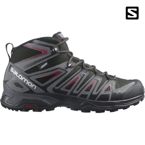 Black Salomon X Ultra Pioneer Mid CSWP Men's Hiking Boots | PH 91852M